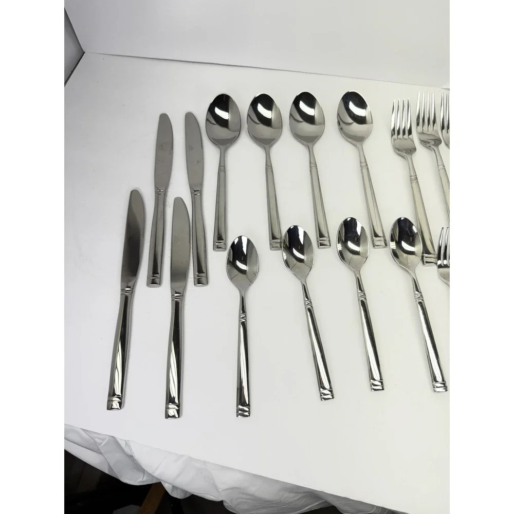 Mikasa‎ Stephanie Stainless Steel Flatware Set 19 Pc Knives Spoons Forks Used